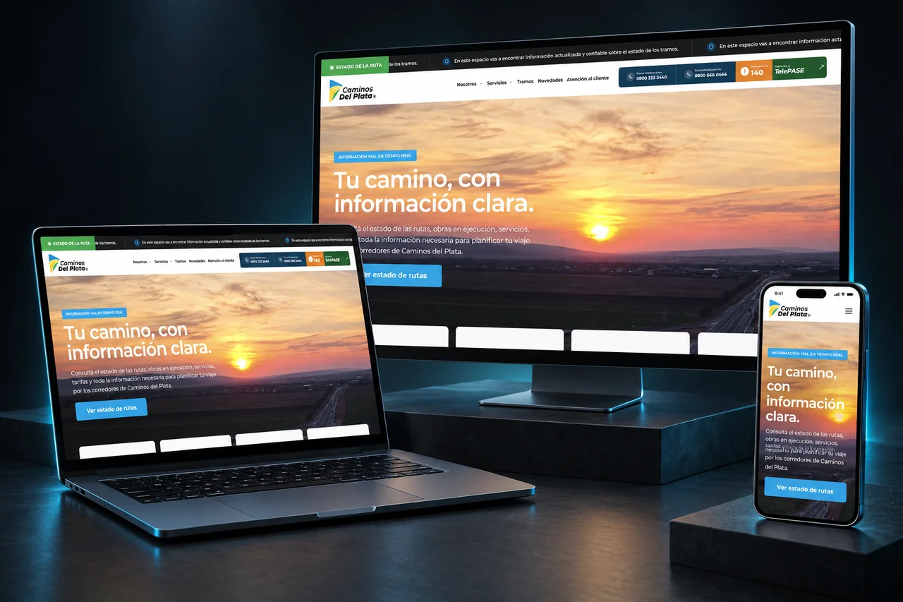 Diseño web · Visualización en dispositivos para Caminos del Plata