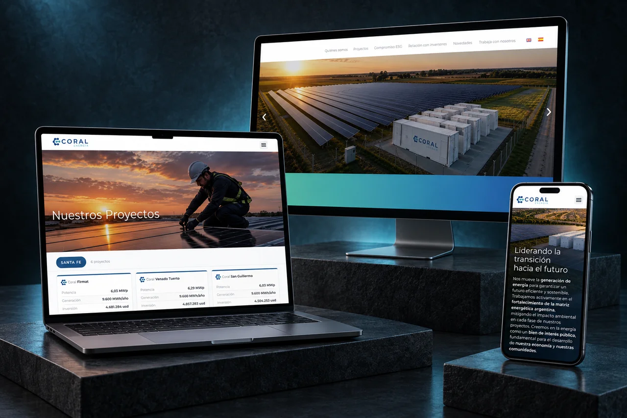 Diseño web · Inicio, proyectos y compromiso ESG para Coral Energía