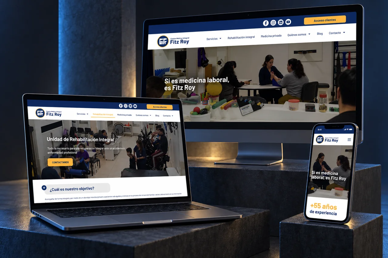 Diseño web · Inicio y rehabilitación integral para Centro Médico Fitz Roy