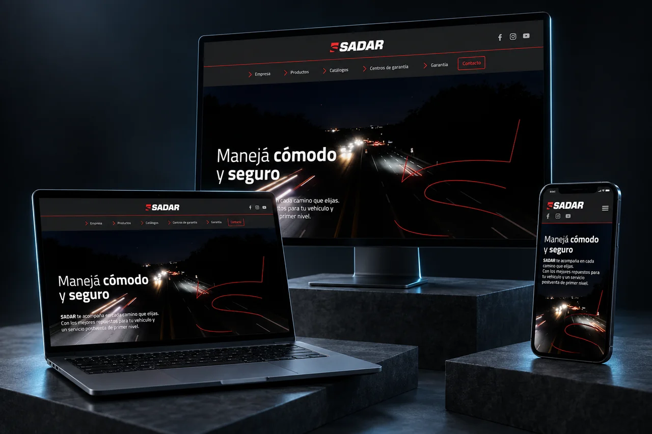 Sitio web de Sadar en PC, notebook y celular